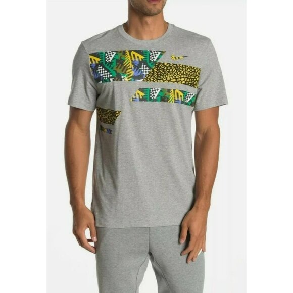 MEDIUM MEN'S NIKE T-T-SHIRT TOP GRAY TRIBAL / GRAY / CD7354-063 - Picture 1 of 5